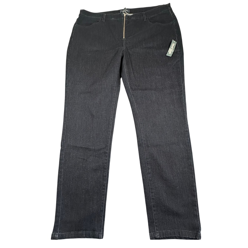 NWT ModCloth Women's Plus‎ Size 22W High Waist Dark Wash Skinny Jeans O-Ring Zip